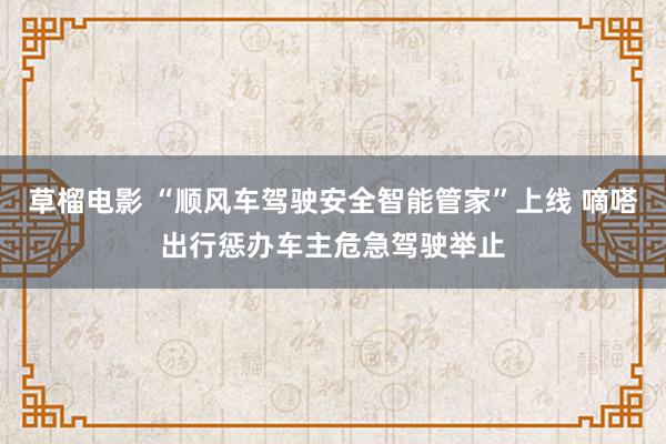 草榴电影 “顺风车驾驶安全智能管家”上线 嘀嗒出行惩办车主危急驾驶举止