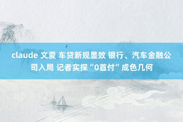 claude 文爱 车贷新规显效 银行、汽车金融公司入局 记者实探“0首付”成色几何