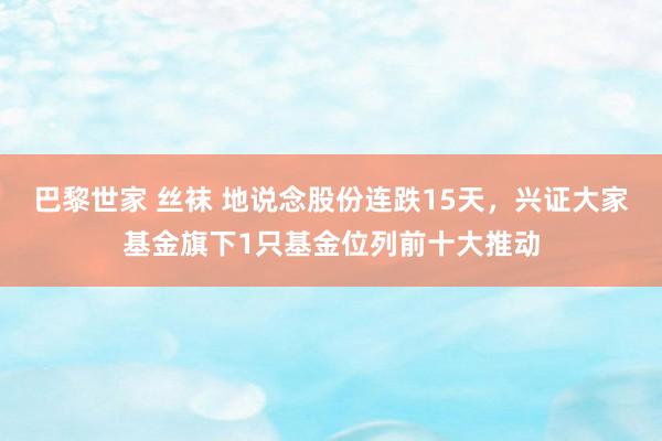 巴黎世家 丝袜 地说念股份连跌15天，兴证大家基金旗下1只基金位列前十大推动