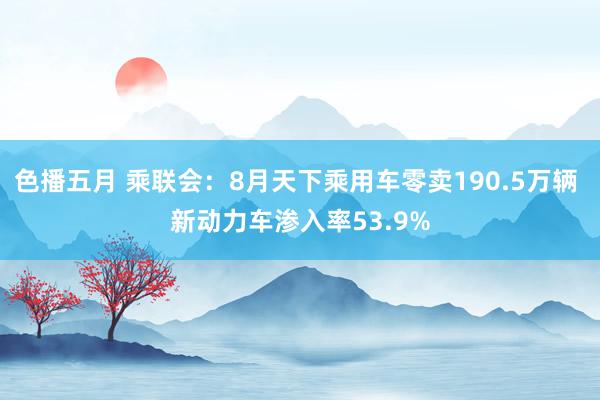 色播五月 乘联会：8月天下乘用车零卖190.5万辆 新动力车渗入率53.9%