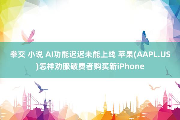 拳交 小说 AI功能迟迟未能上线 苹果(AAPL.US)怎样劝服破费者购买新iPhone