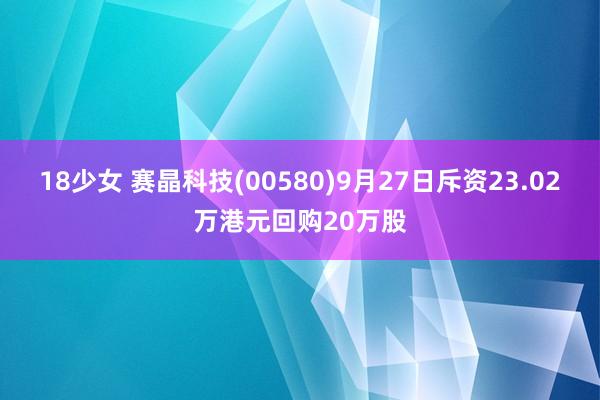 18少女 赛晶科技(00580)9月27日斥资23.02万港元回购20万股