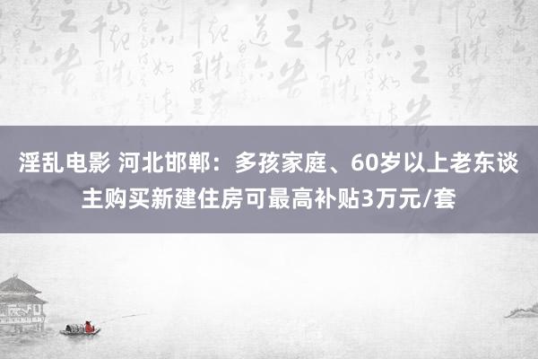 淫乱电影 河北邯郸：多孩家庭、60岁以上老东谈主购买新建住房可最高补贴3万元/套