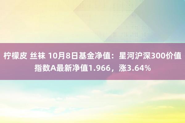 柠檬皮 丝袜 10月8日基金净值：星河沪深300价值指数A最新净值1.966，涨3.64%