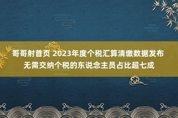 哥哥射首页 2023年度个税汇算清缴数据发布 无需交纳个税的东说念主员占比超七成