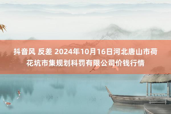 抖音风 反差 2024年10月16日河北唐山市荷花坑市集规划科罚有限公司价钱行情