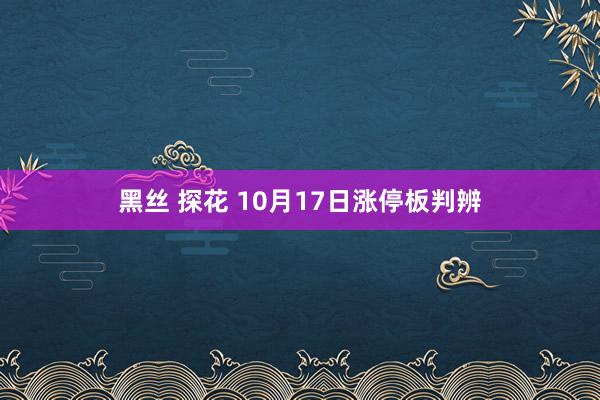 黑丝 探花 10月17日涨停板判辨