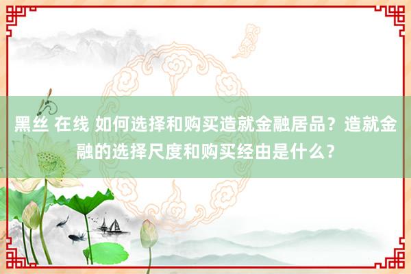 黑丝 在线 如何选择和购买造就金融居品？造就金融的选择尺度和购买经由是什么？