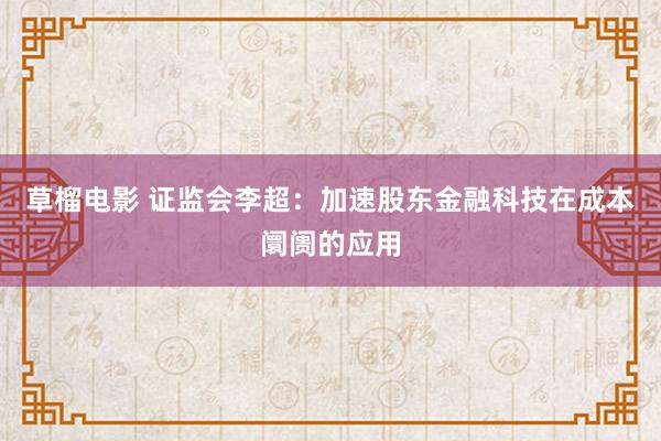 草榴电影 证监会李超：加速股东金融科技在成本阛阓的应用