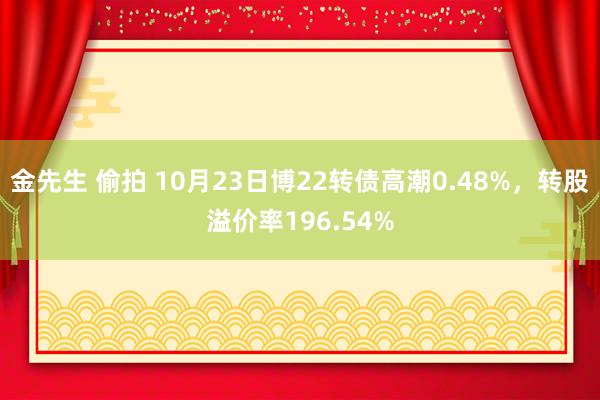 金先生 偷拍 10月23日博22转债高潮0.48%，转股溢价率196.54%