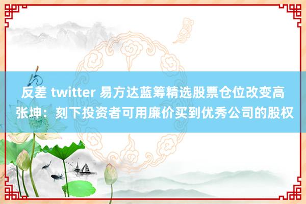 反差 twitter 易方达蓝筹精选股票仓位改变高 张坤：刻下投资者可用廉价买到优秀公司的股权