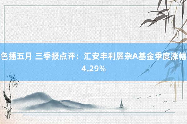 色播五月 三季报点评：汇安丰利羼杂A基金季度涨幅4.29%