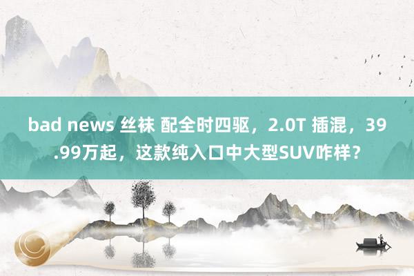 bad news 丝袜 配全时四驱，2.0T 插混，39.99万起，这款纯入口中大型SUV咋样？