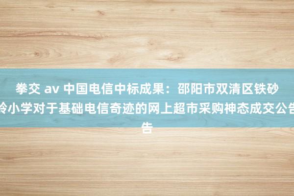 拳交 av 中国电信中标成果：邵阳市双清区铁砂岭小学对于基础电信奇迹的网上超市采购神态成交公告