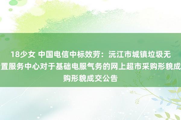 18少女 中国电信中标效劳：沅江市城镇垃圾无害化措置服务中心对于基础电服气务的网上超市采购形貌成交公告