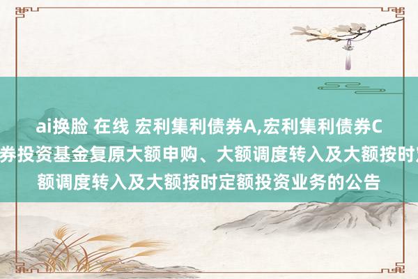 ai换脸 在线 宏利集利债券A，宏利集利债券C: 宏利集利债券型证券投资基金复原大额申购、大额调度转入及大额按时定额投资业务的公告