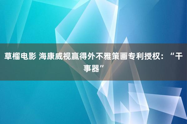 草榴电影 海康威视赢得外不雅策画专利授权：“干事器”