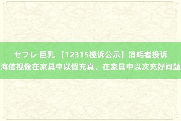 セフレ 巨乳 【12315投诉公示】消耗者投诉海信视像在家具中以假充真、在家具中以次充好问题