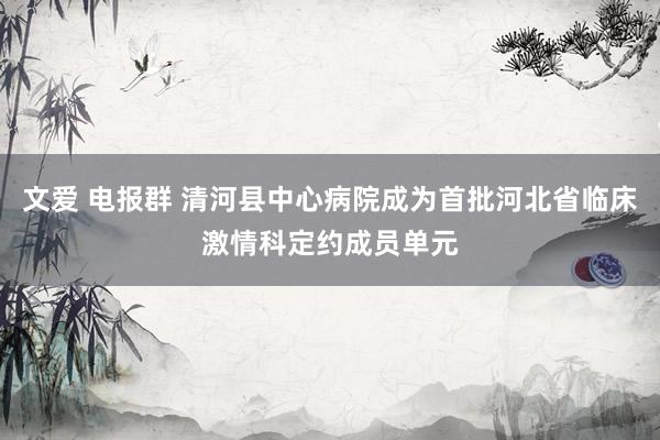 文爱 电报群 清河县中心病院成为首批河北省临床激情科定约成员单元