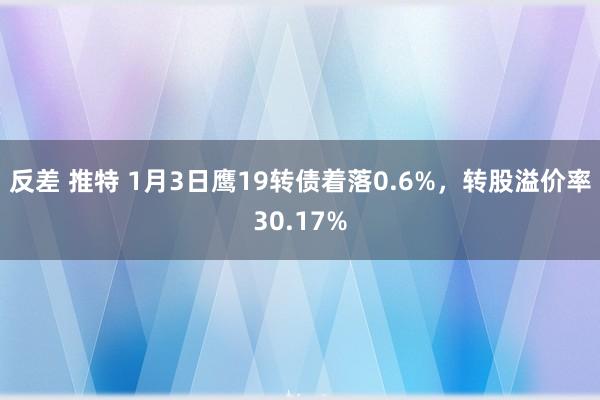 反差 推特 1月3日鹰19转债着落0.6%，转股溢价率30.17%