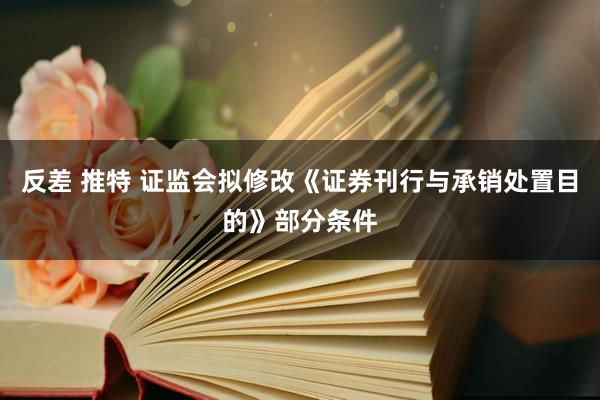 反差 推特 证监会拟修改《证券刊行与承销处置目的》部分条件