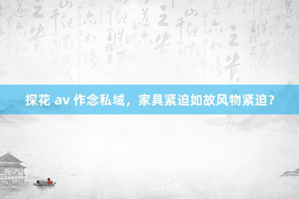 探花 av 作念私域，家具紧迫如故风物紧迫？