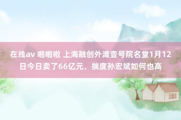 在线av 啪啪啦 上海融创外滩壹号院名堂1月12日今日卖了66亿元，揣度孙宏斌如何也高