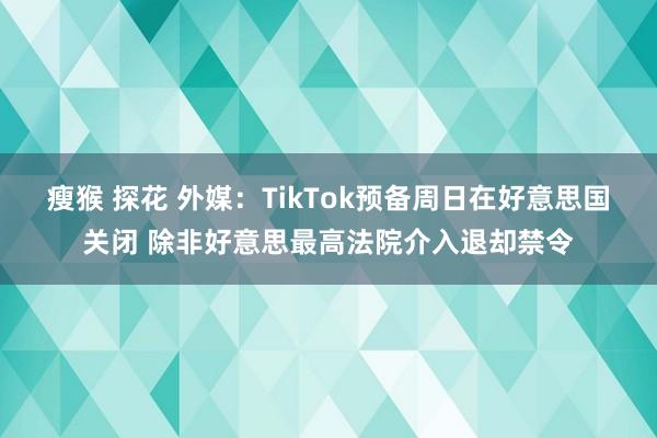 瘦猴 探花 外媒：TikTok预备周日在好意思国关闭 除非好意思最高法院介入退却禁令