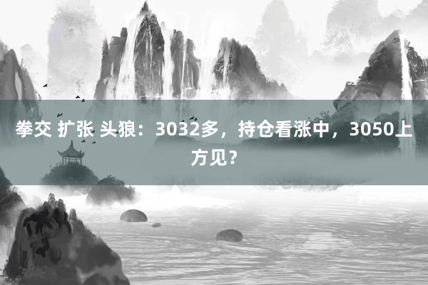 拳交 扩张 头狼：3032多，持仓看涨中，3050上方见？