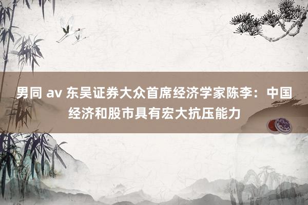 男同 av 东吴证券大众首席经济学家陈李：中国经济和股市具有宏大抗压能力